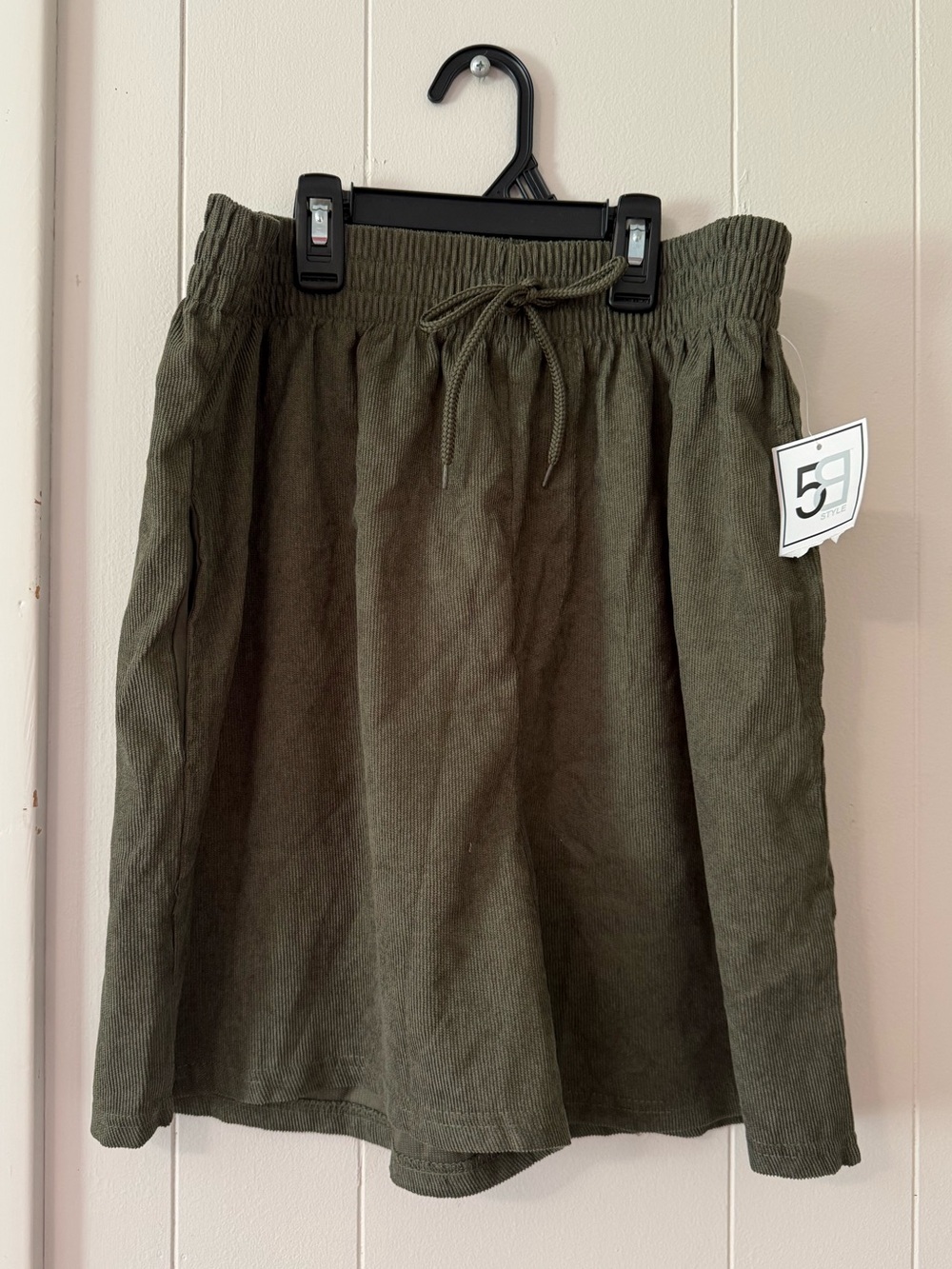 Olive A-Line Corduroy Shorts